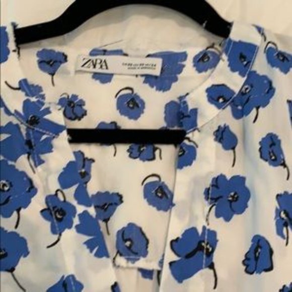 Zara blue & white poppy print dress - Picture 3 of 6